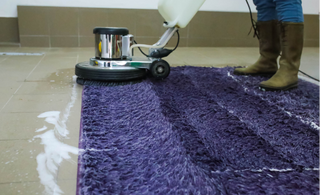 This is a photo of a purple rug being cleaned with an industrial carpet cleaner works carried out by Penge Carpet Cleaning